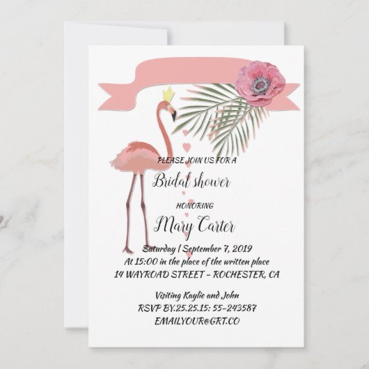 Delicate bloemenslingers, roze flamingo's, kaart (Voorkant)