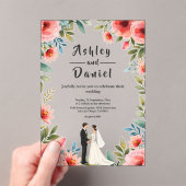 Delicate Bloementuin Bruid Bruidegom Zomer Huwelij Acryl Uitnodigingen (Insitu (Draagbaar))
