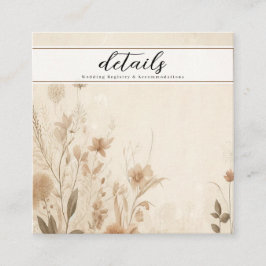  delicate bloemige botanische boho details vierkante visitekaartje