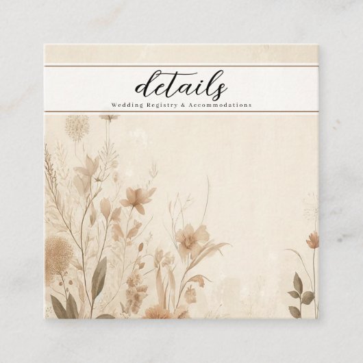  delicate bloemige botanische boho details vierkante visitekaartje (Voorkant)