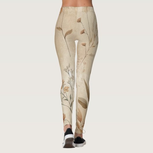 delicate bloemige botanische boho leggings (Achterkant)