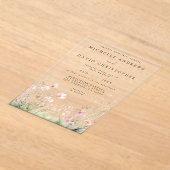 Delicate Bloemige Bruiloft Acryl Uitnodigingen (Laagn)