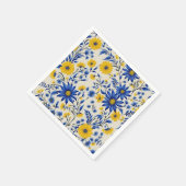 Delicate bloemige korenbloem en gele bloemen servet (Hoek)