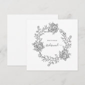 Delicate Bloemige Moderne Bruidsmeisje Bruiloft Kaart (Voorkant / Achterkant)