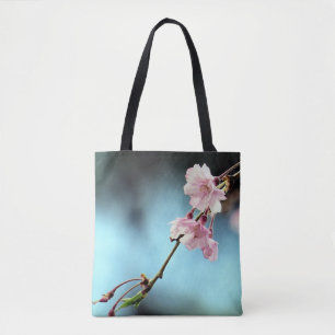 Delicate bloemige roze en blauwe - tote bag