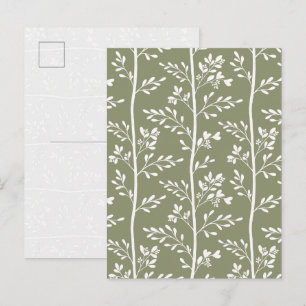Delicate Bloemknoppen Bloeien Minimalistische Olij Briefkaart
