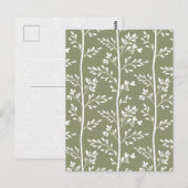 Delicate Bloemknoppen Bloeien Minimalistische Olij Briefkaart (Voorkant / Achterkant)