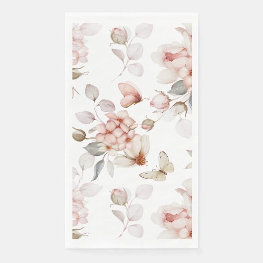 Delicate Bloesems en Vlinders Servet (Voorkant)