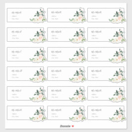 Delicate Bloom Blush Rozen Gast Adresetiketten Sticker