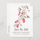 Delicate Bloom en bloei Bruiloft Save the Date Aankondigingskaart (Voorkant / Achterkant)