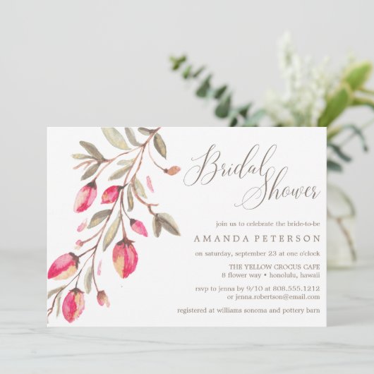 Delicate Bloom typografie bruiloft bruids brunch Kaart (Staand voorkant)