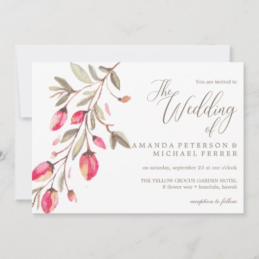 Delicate Bloom typografie rustieke bruiloft Kaart (Voorkant)