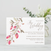 Delicate Bloom typografie rustieke bruiloft Kaart (Staand voorkant)