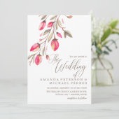 Delicate Bloom typografie, verticale bruiloft Kaart (Staand voorkant)