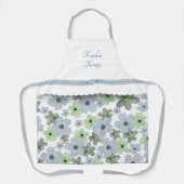 Delicate Blooms Groene en Grijze Keuken Schort (Voorkant)