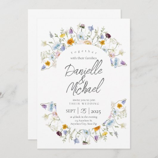 Delicate Blooms Huwelijksuitnodiging Kaart (Voorkant / Achterkant)