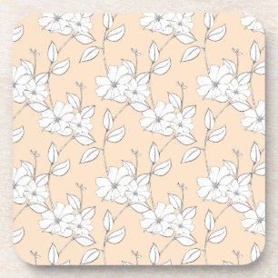 Delicate blossom bladeren floraal botanisch beige  bier onderzetter