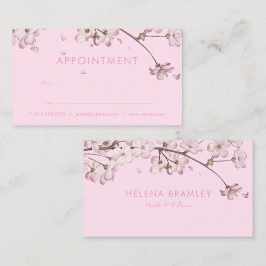 Delicate Blossom Bloesem Roze Afspraakkaart Visitekaartje (Voorkant / Achterkant)