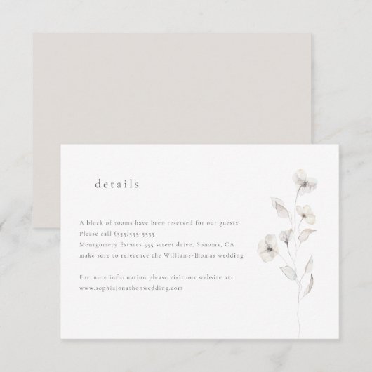 Delicate Blossom Details Enclosure Kaart (Voorkant / Achterkant)