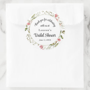 Delicate Blossom Waterverf Floral Bridal Favor Ronde Sticker