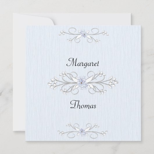 Delicate Blue 2 Wedding Invitation Kaart (Achterkant)