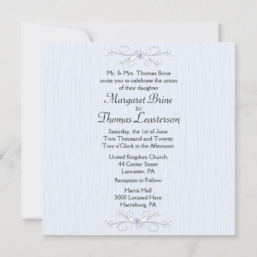 Delicate Blue 2 Wedding Invitation Kaart (Voorkant)