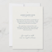 Delicate Blue Angel Condolence Remembrance Babies (Achterkant)