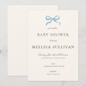Delicate Blue Bow Baby shower Kaart