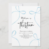 Delicate Blue Bow Coquette 13e verjaardag Kaart (Voorkant)