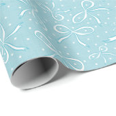 Delicate Blue Coquette Bows Cadeaupapier (Rol Hoek)