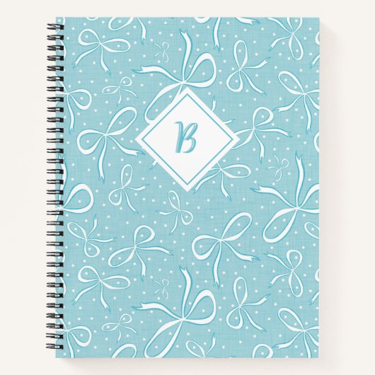 Delicate Blue Coquette Bows Notitieboek (Voorkant)