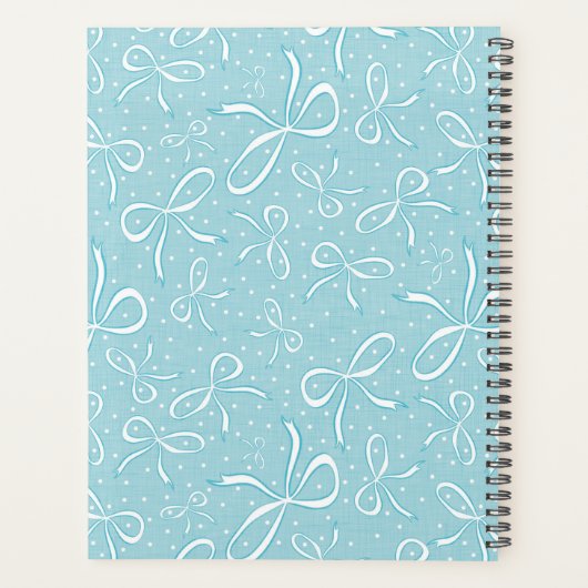 Delicate Blue Coquette Bows Planner (Achterkant)