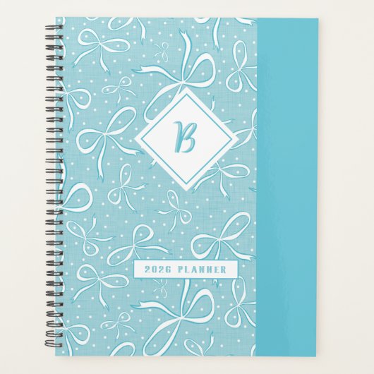 Delicate Blue Coquette Bows Planner (Voorkant)