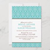 Delicate Blue Damask Wedding Shower Kaart (Voorkant)