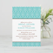 Delicate Blue Damask Wedding Shower Kaart (Staand voorkant)