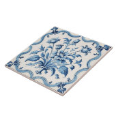 Delicate Blue Delfts  stijl Keramische Tegel. Tegeltje (Zijkant)