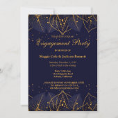 Delicate Blue en Gold Leaves Invitation Kaart (Voorkant)