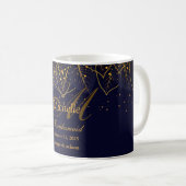 Delicate Blue en Gold Leaves Koffiemok (Voorkant rechts)