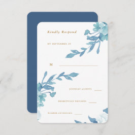 Delicate Blue Floral en Foliage Wedding Rsvp