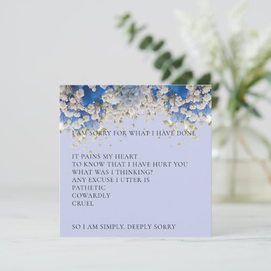 Delicate Blue Floral Het spijt me dat ik Kaart ben (Staand voorkant)