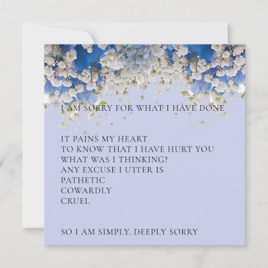 Delicate Blue Floral Het spijt me dat ik Kaart ben (Voorkant)