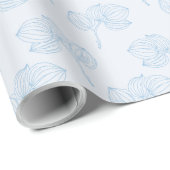 Delicate Blue Floral Lineart Vrijgezellenfeest Cadeaupapier (Rol Hoek)