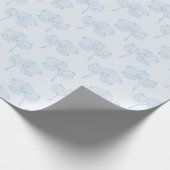 Delicate Blue Floral Lineart Vrijgezellenfeest Cadeaupapier (Hoek)