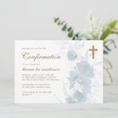 Delicate Blue Floral met kruisbevestiging Kaart (Staand voorkant)
