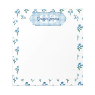 Delicate Blue Floral Monogram Cottagecore Notitieblok
