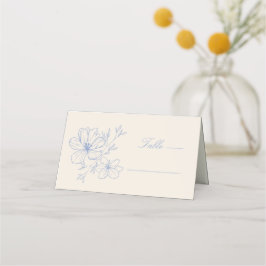 Delicate Blue Floral Monogrammed Crest Plaatskaartje