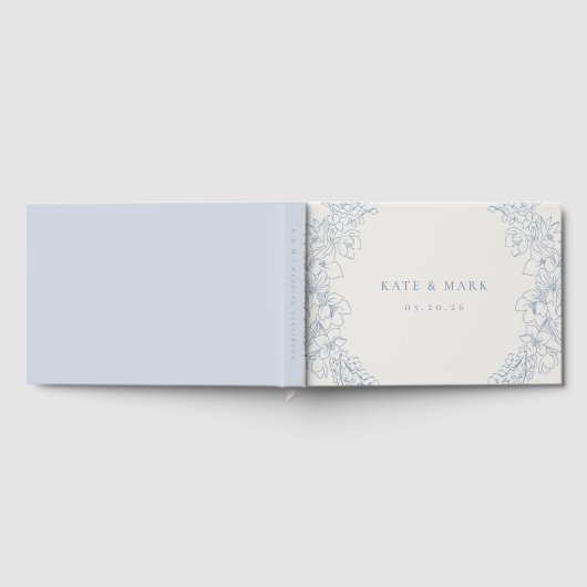 Delicate Blue Floral Wedding Gastenboek (Volledig)