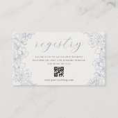 Delicate Blue Floral Wedding Gift Registry QR code Informatiekaartje (Voorkant)