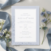 Delicate Blue Floral Wedding Kaart