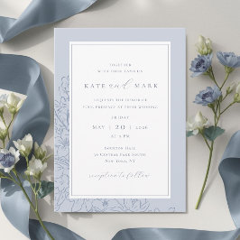 Delicate Blue Floral Wedding Kaart